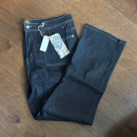 Revo Denim - Revo Dark Blue Denim Jeans with Gold Stitching